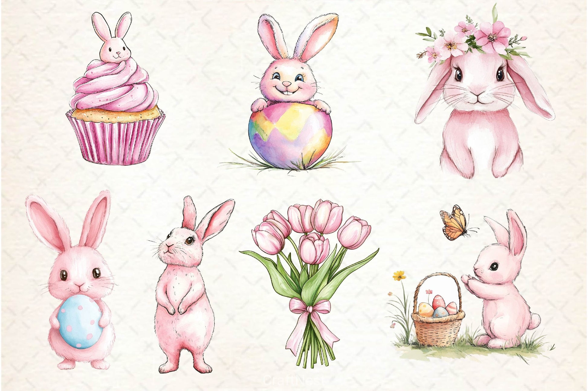 Pink Pastel Easter Clipart Bundle 6 - CraftNest - Digital Crafting and Art