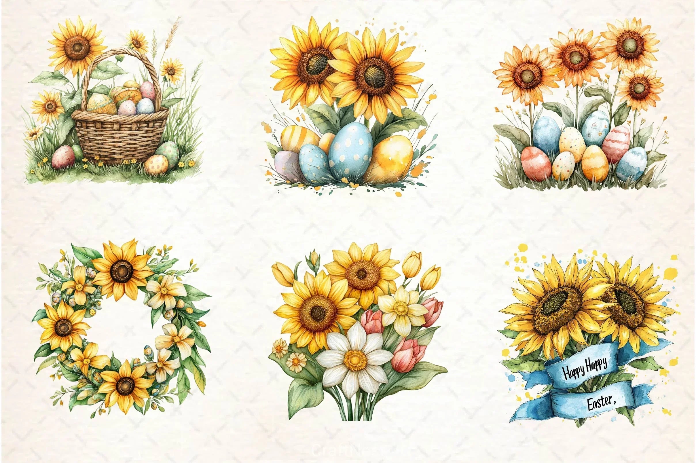 Easter Sunflowers Clipart Bundle 2 - CraftNest - Digital Crafting and Art