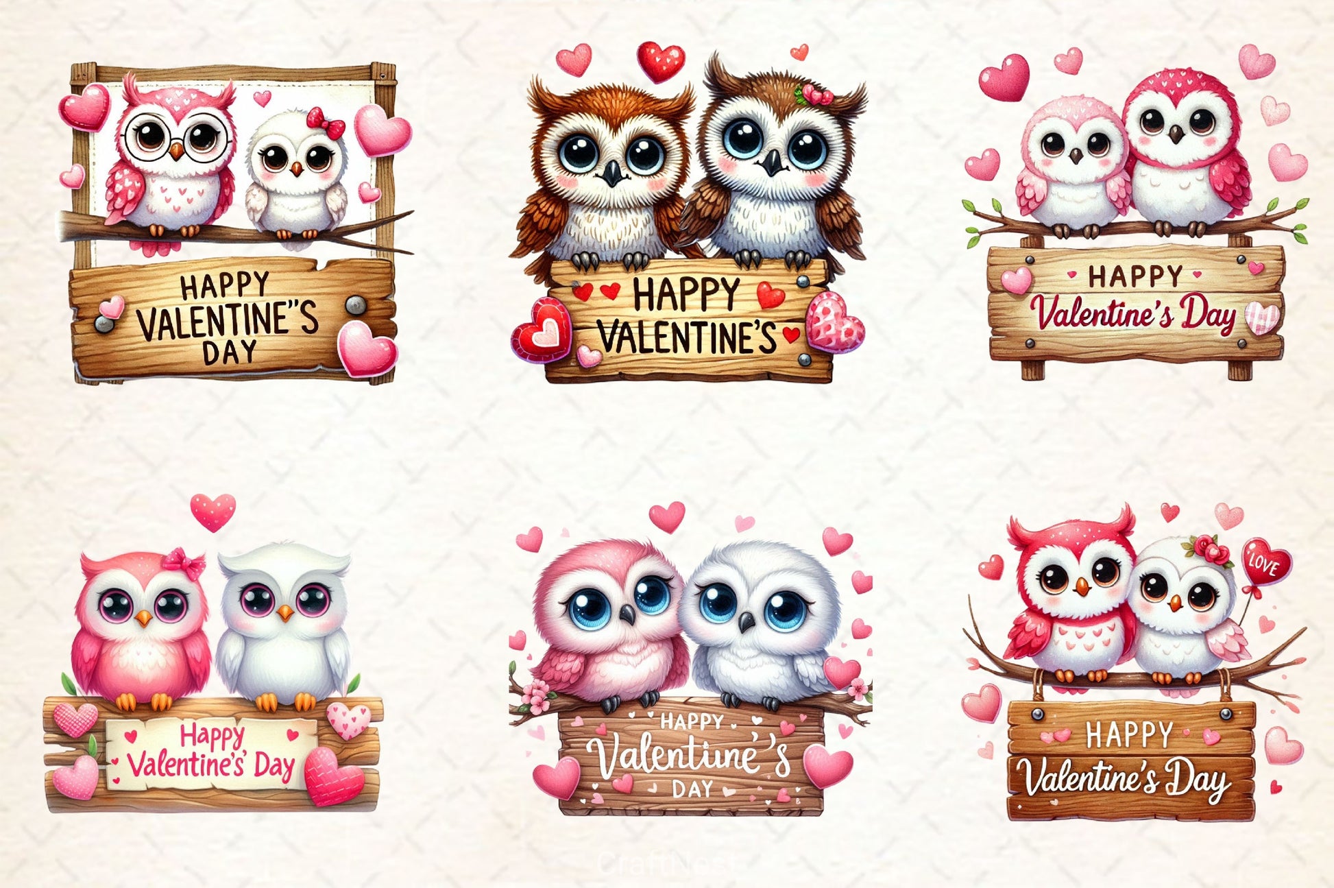 Valentine Cute Owls Clipart Bundle - CraftNest - Digital Crafting and Art