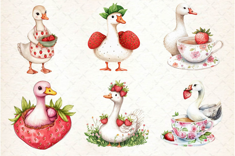 Strawberry Goose Clipart Bundle 2 - CraftNest - Digital Crafting and Art