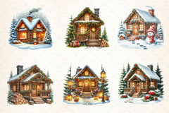 Winter Christmas Cabin Clipart Bundle - CraftNest - Digital Crafting and Art