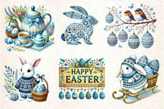 Blue Nordic Easter Clipart Bundle 2 - CraftNest - Digital Crafting and Art