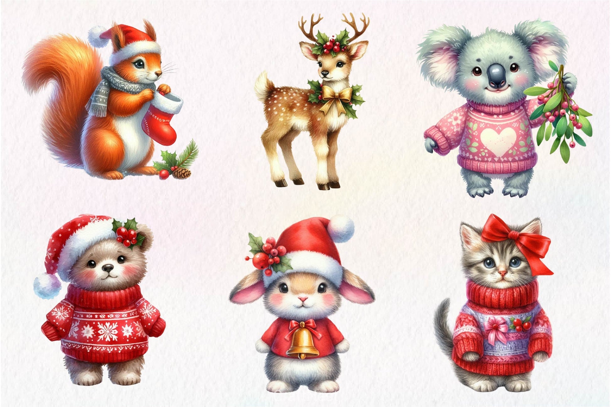 Christmas Cute Animals Clipart Bundle 1 - CraftNest - Digital Crafting and Art