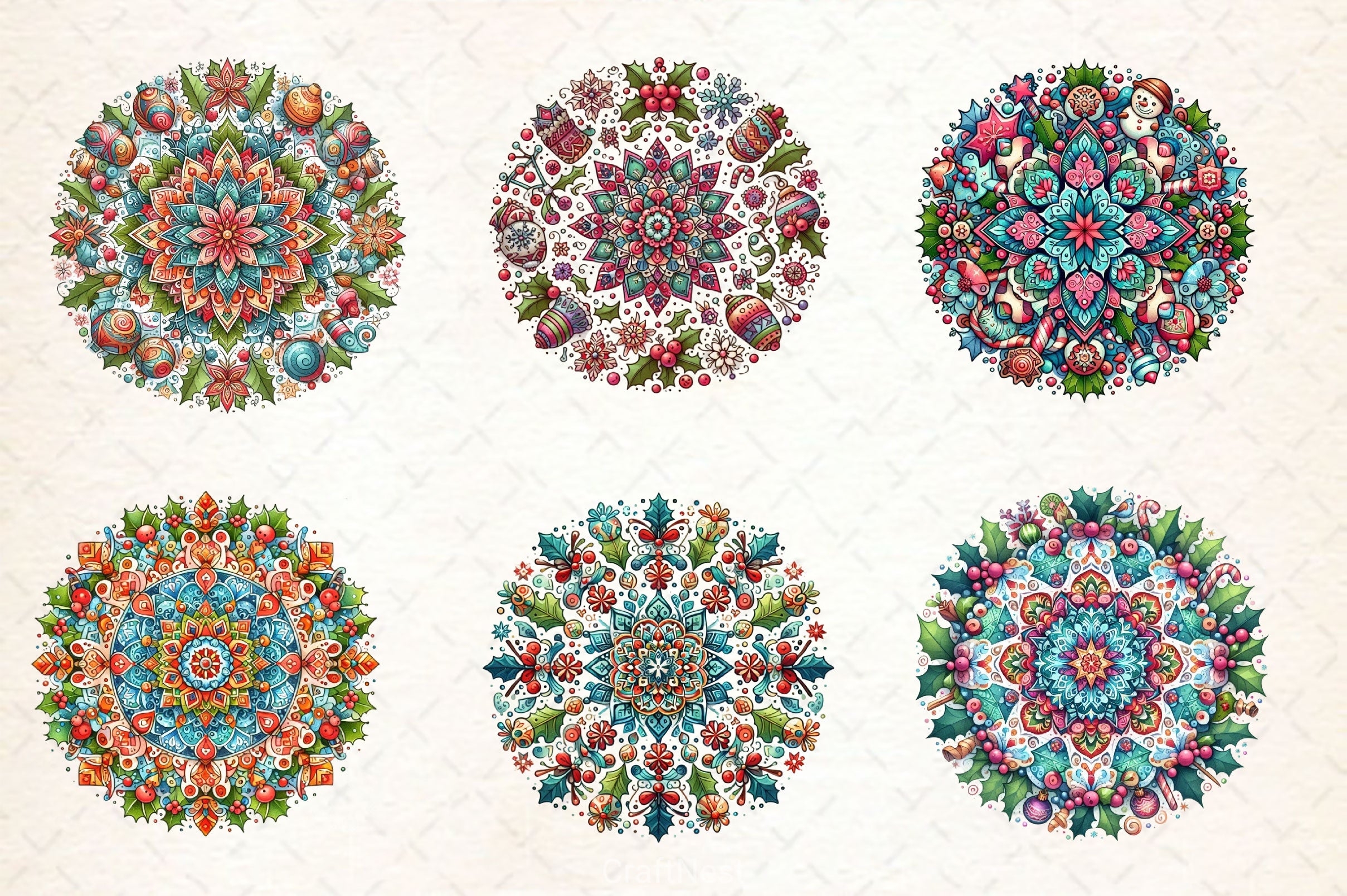 Boho Mandala Christmas Clipart Bundle - CraftNest - Digital Crafting and Art