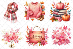 Pink Autumn Fall Clipart Bundle - CraftNest - Digital Crafting and Art