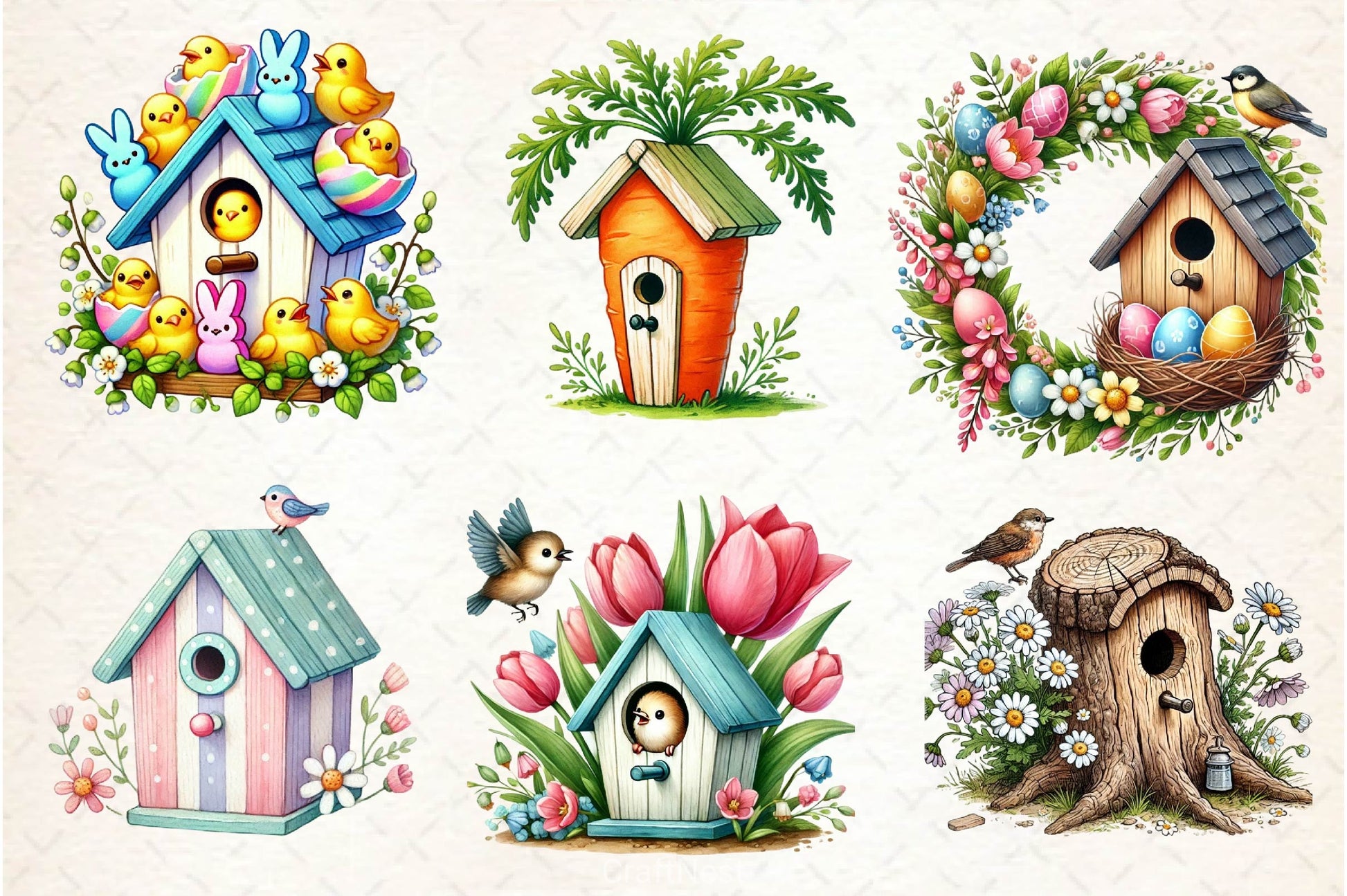 Easter Bird House Clipart Bundle 12 - CraftNest - Digital Crafting and Art