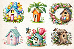 Easter Bird House Clipart Bundle 12 - CraftNest - Digital Crafting and Art