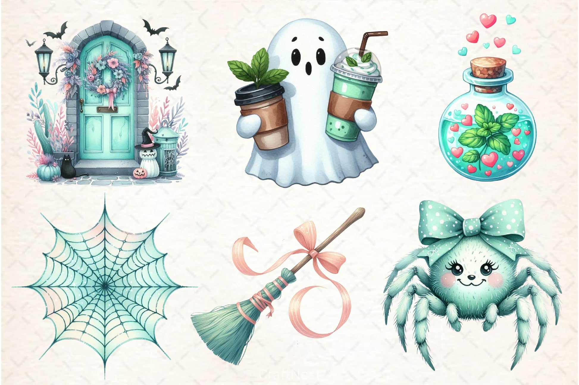 Pastel Mint Halloween Clipart Bundle - CraftNest - Digital Crafting and Art