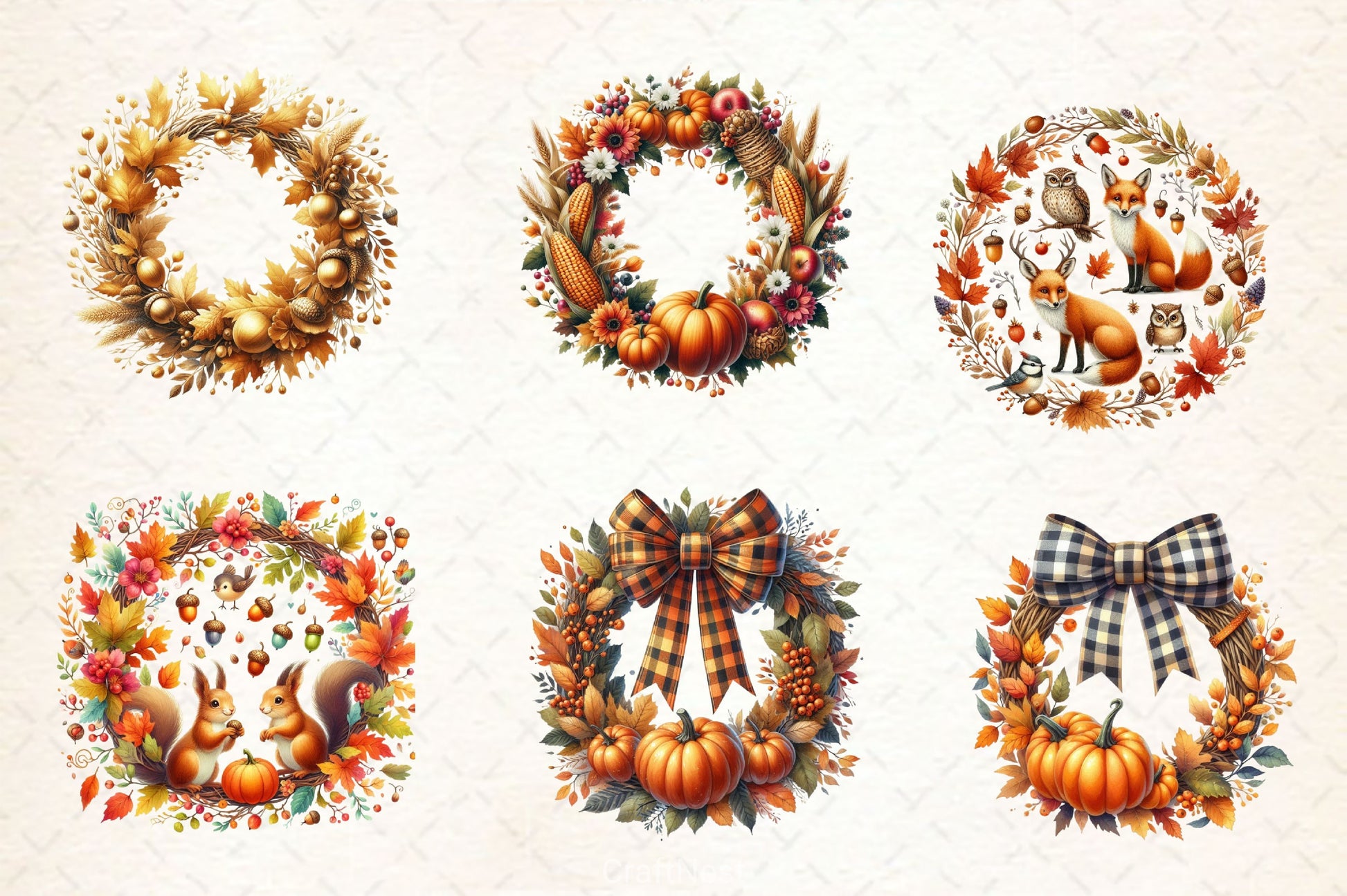 Fall Wreath Autumn Wreath Clipart Bundle - CraftNest - Digital Crafting and Art