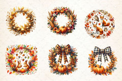 Fall Wreath Autumn Wreath Clipart Bundle - CraftNest - Digital Crafting and Art