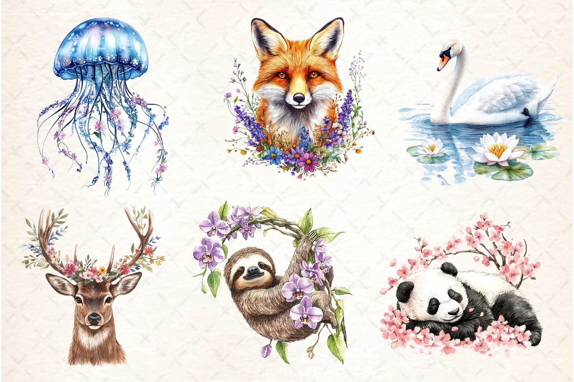 Vibrant Flowers Animals Clipart Bundle - CraftNest - Digital Crafting and Art