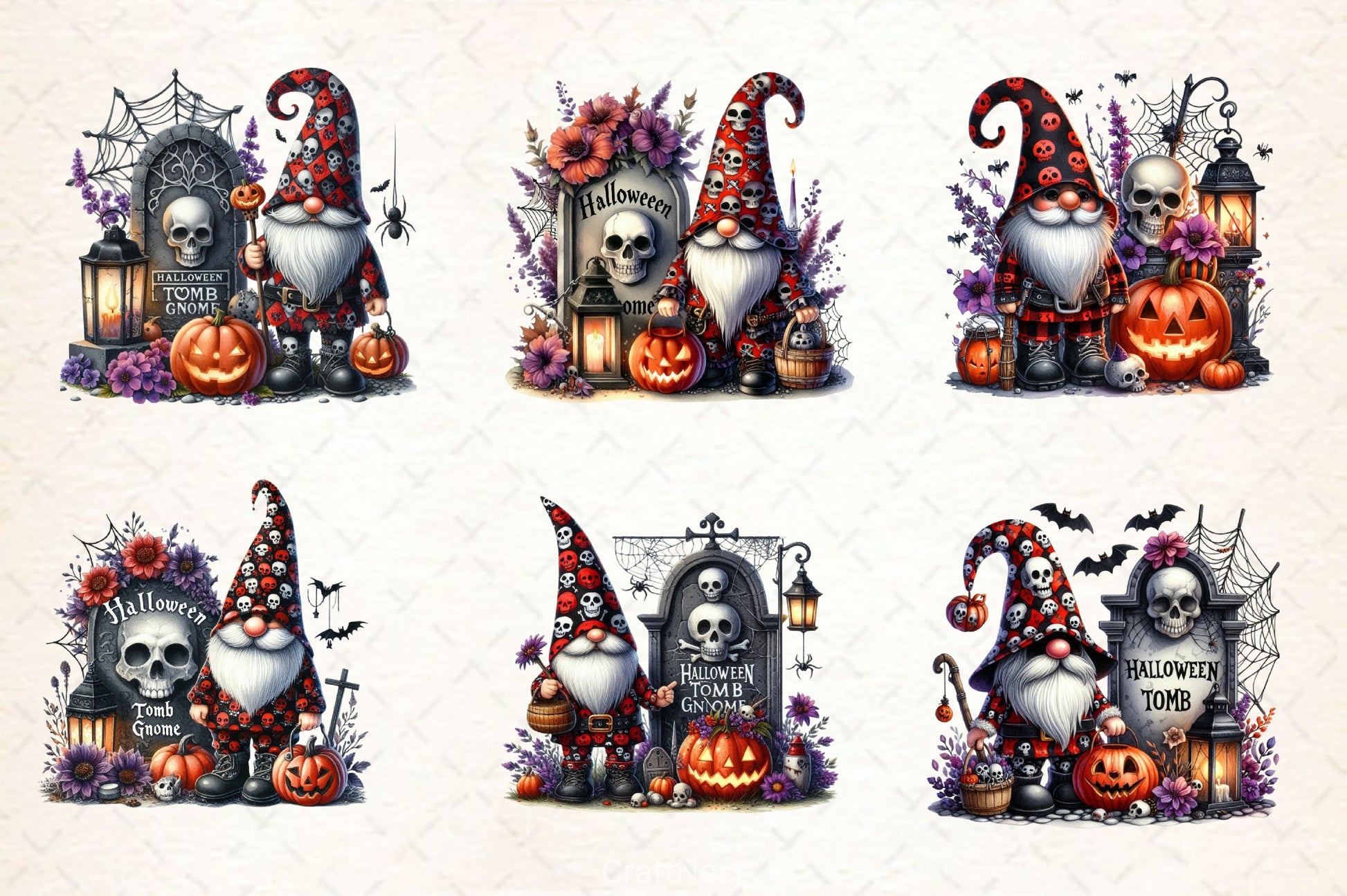Halloween Gnome With Grave Clipart Bundle - CraftNest - Digital Crafting and Art