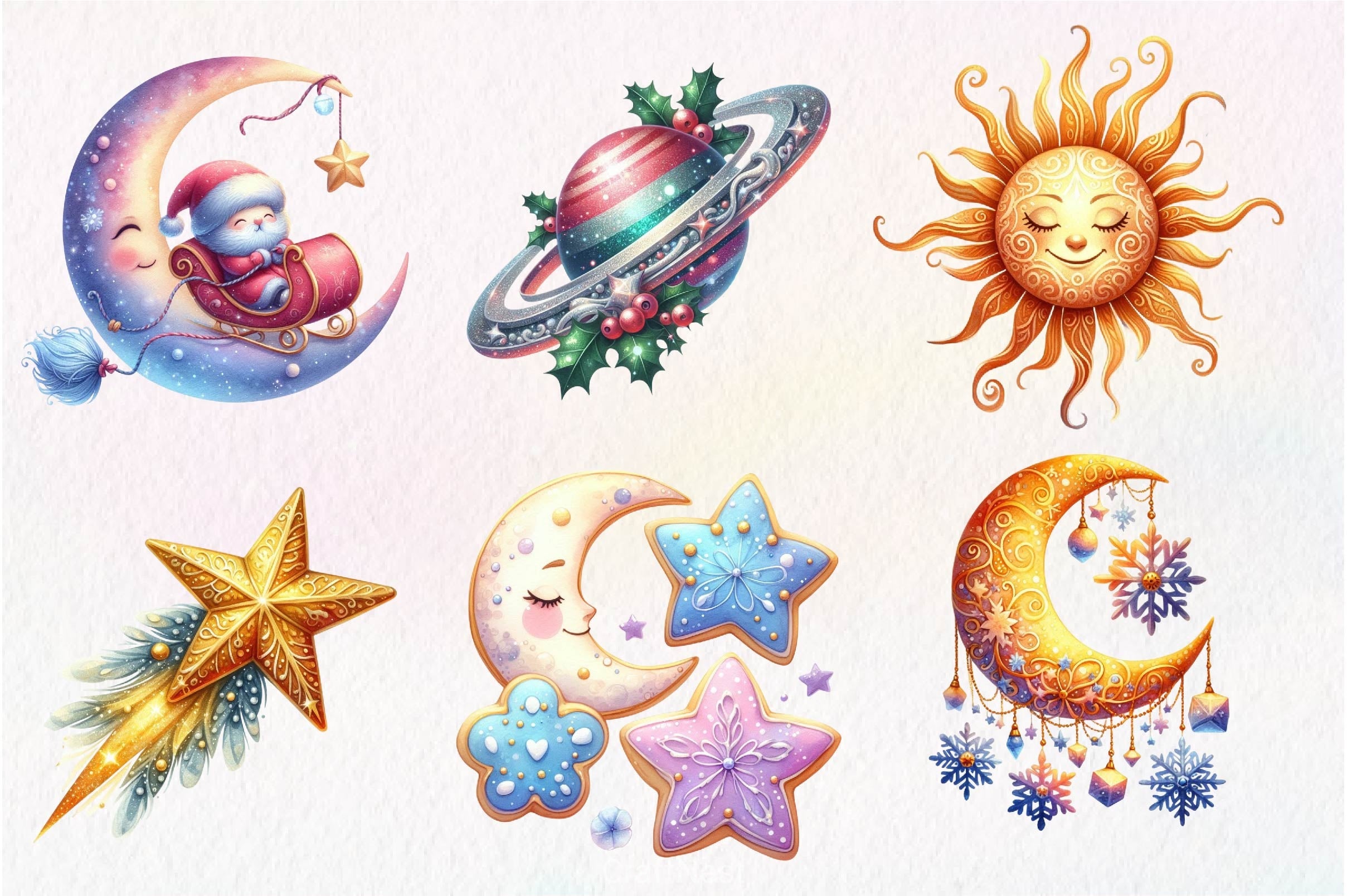 Celestial Christmas Clipart Bundle 2 - CraftNest - Digital Crafting and Art