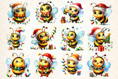 Christmas Funny Bee Clipart Bundle 2 - CraftNest - Digital Crafting and Art