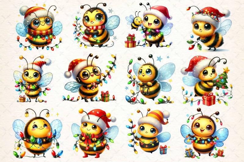 Christmas Funny Bee Clipart Bundle 2 - CraftNest - Digital Crafting and Art