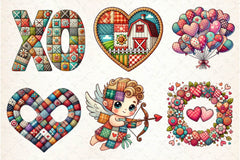 Patchwork Valentines Day Clipart Bundle 3 - CraftNest - Digital Crafting and Art
