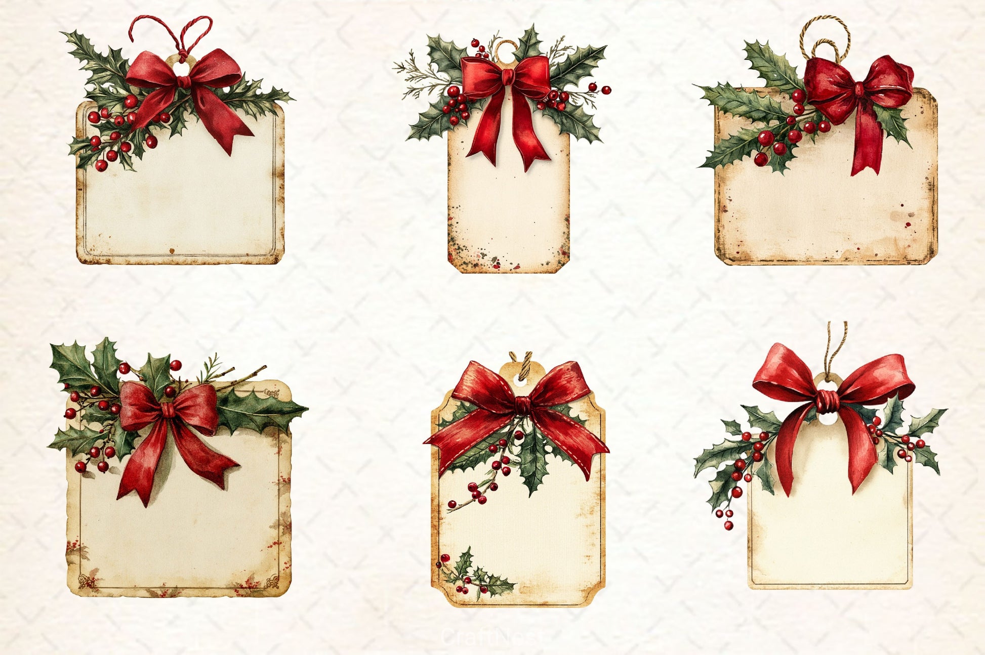 Vintage Christmas Tags Clipart Bundle - CraftNest - Digital Crafting and Art