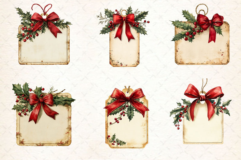 Vintage Christmas Tags Clipart Bundle - CraftNest - Digital Crafting and Art