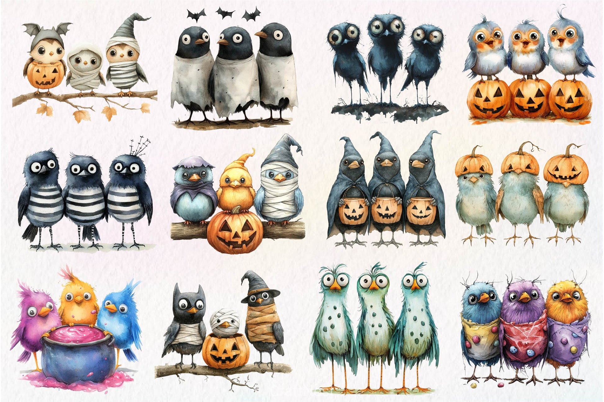 Halloween Quirky Birds Clipart Bundle - CraftNest - Digital Crafting and Art