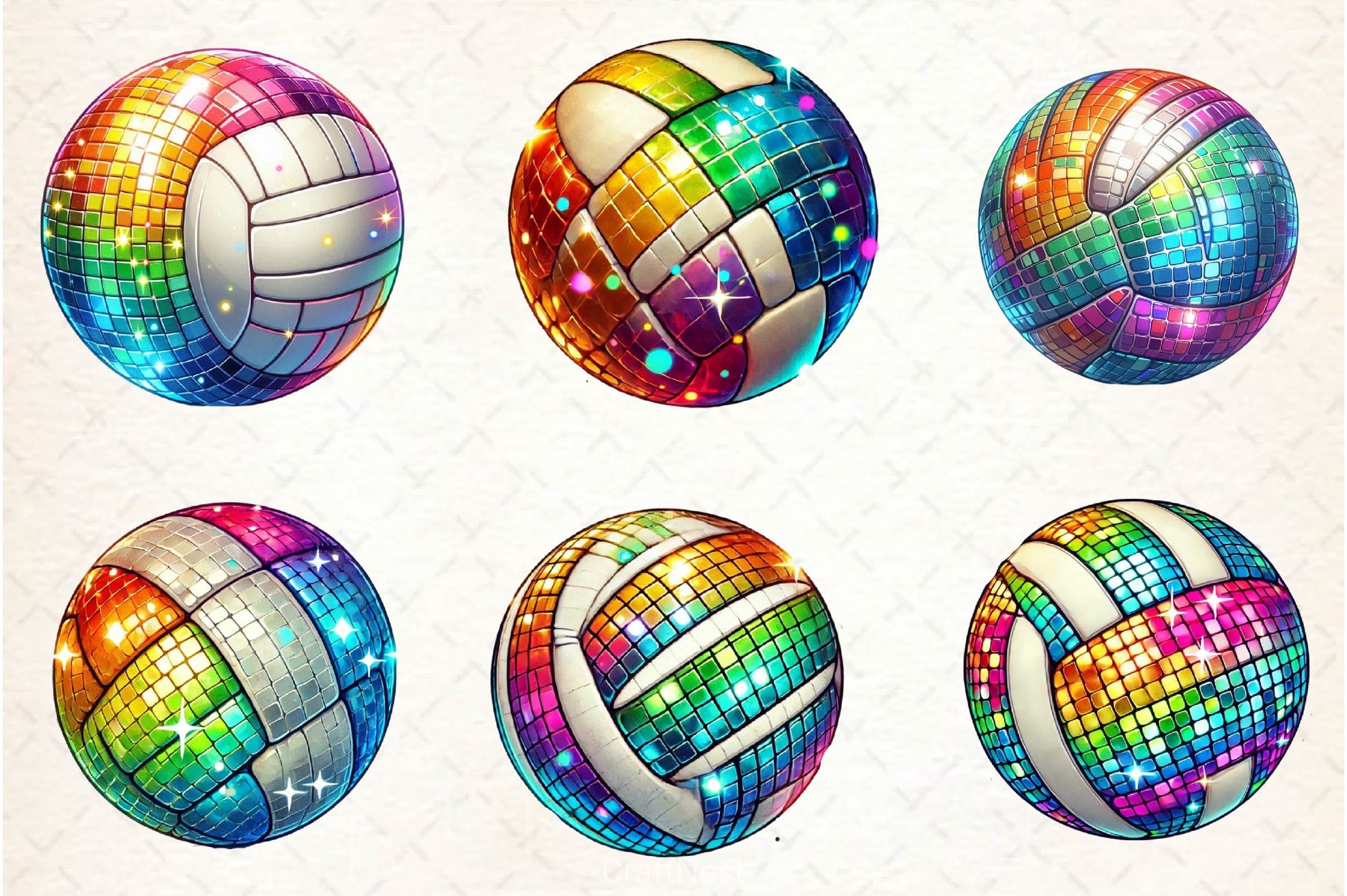 Disco Volleyball Clipart Bundle 2 - CraftNest - Digital Crafting and Art