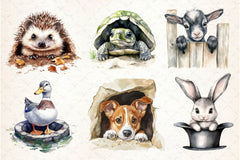 Funny Animals In Hole Clipart Bundle 3 - CraftNest - Digital Crafting and Art