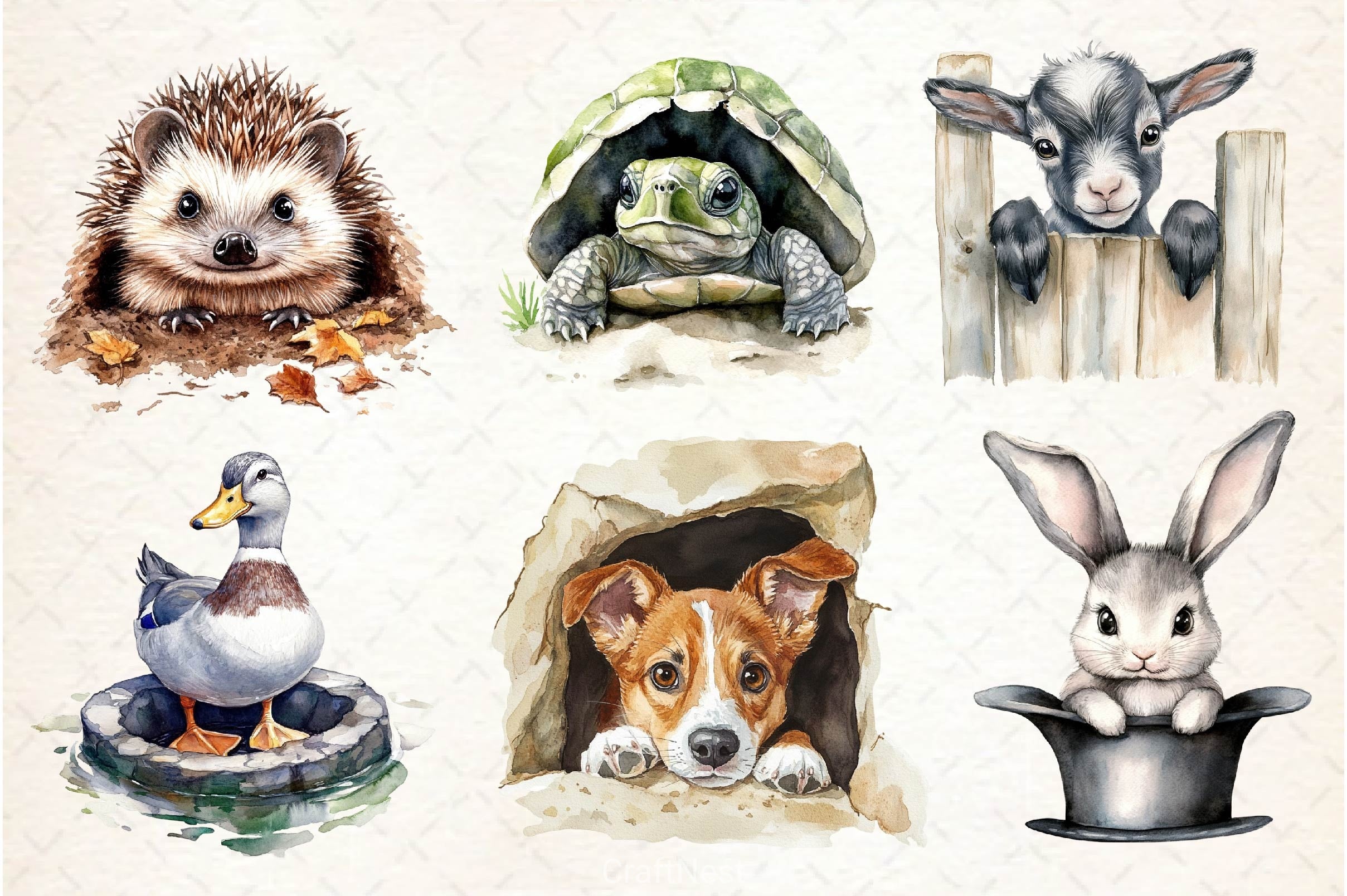 Funny Animals In Hole Clipart Bundle 3 - CraftNest - Digital Crafting and Art