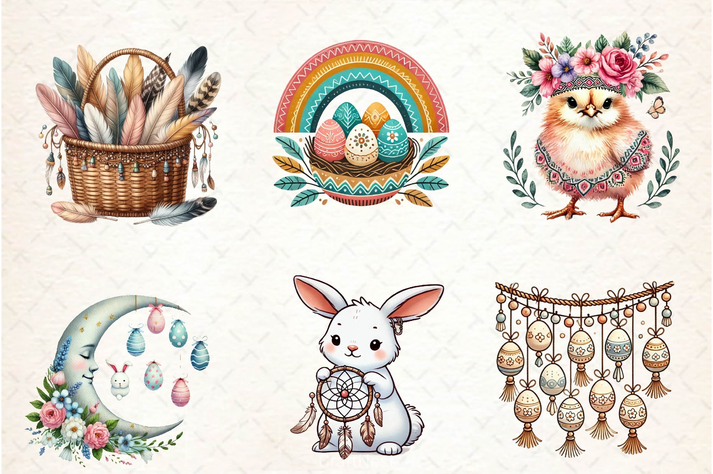 Boho Easter Clipart Bundle 2 - CraftNest - Digital Crafting and Art