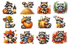 Autumn Raccoons Clipart Bundle 4 - CraftNest - Digital Crafting and Art