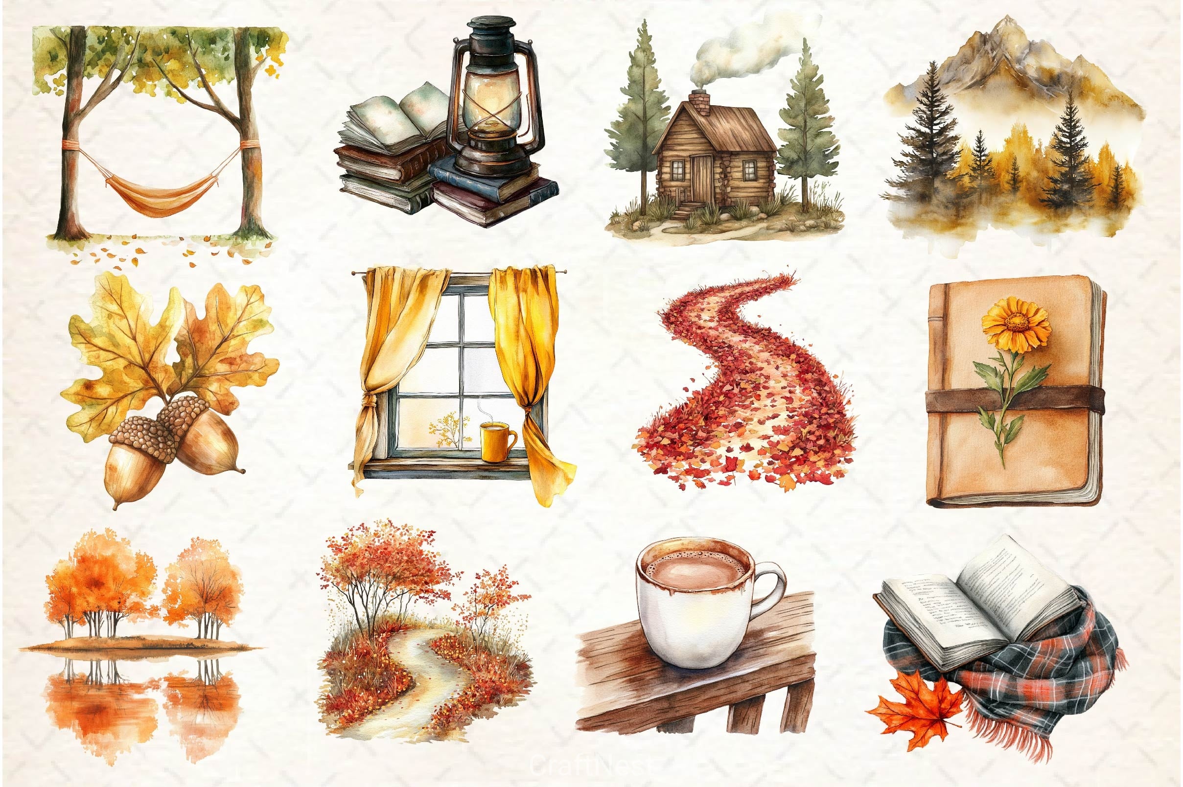 Serene Autumn Day Clipart Bundle 4 - CraftNest - Digital Crafting and Art