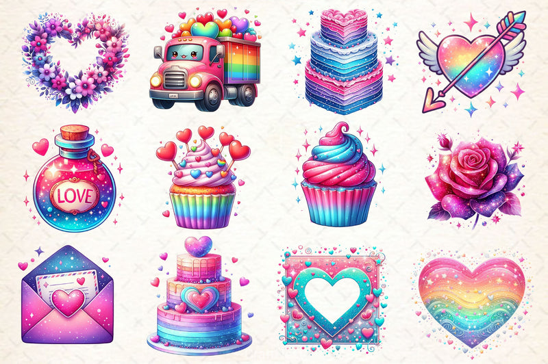 Glittery Valentine Clipart Bundle 2 - CraftNest - Digital Crafting and Art