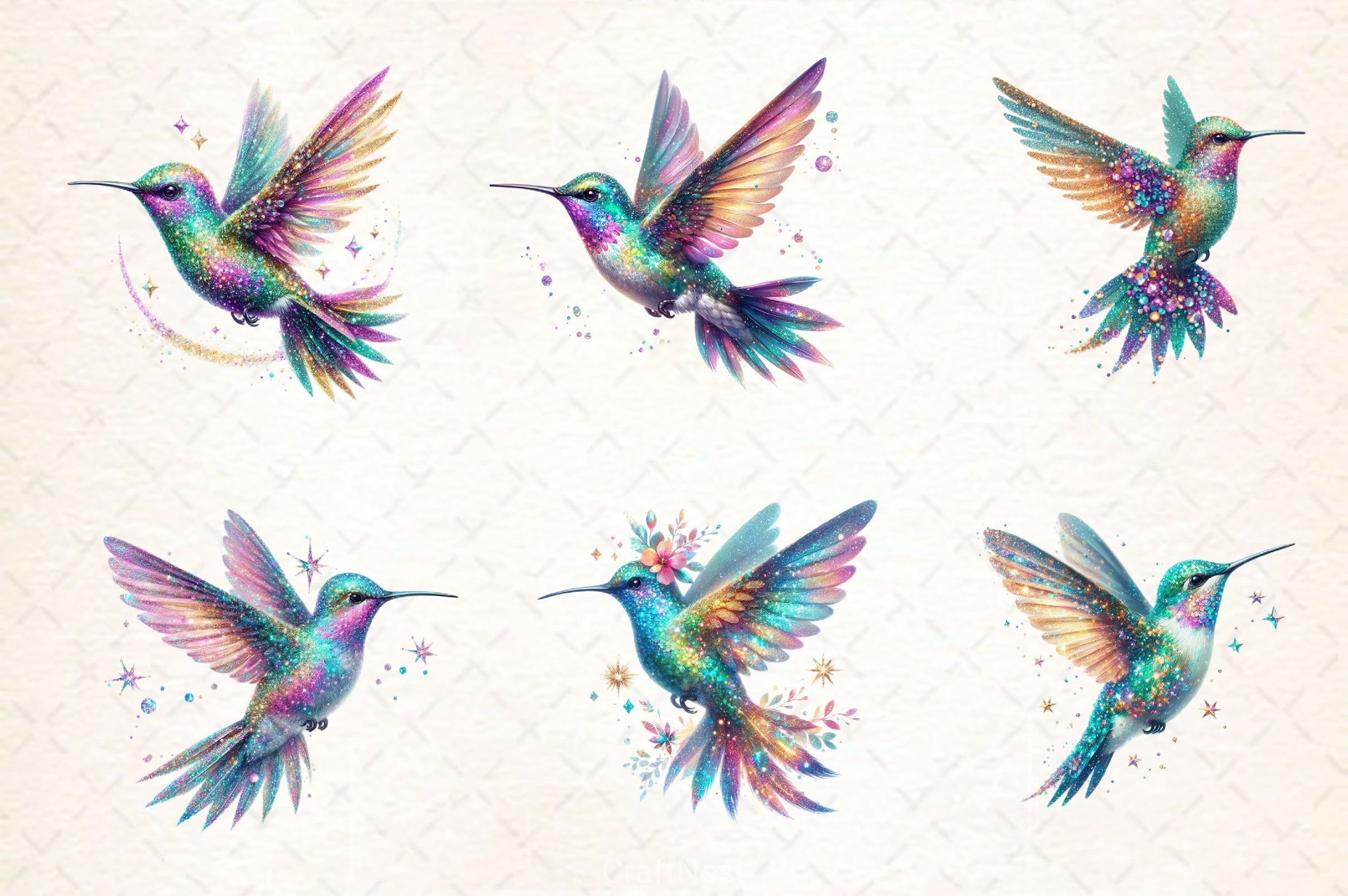 Glitter Hummingbirds Clipart Bundle - CraftNest - Digital Crafting and Art
