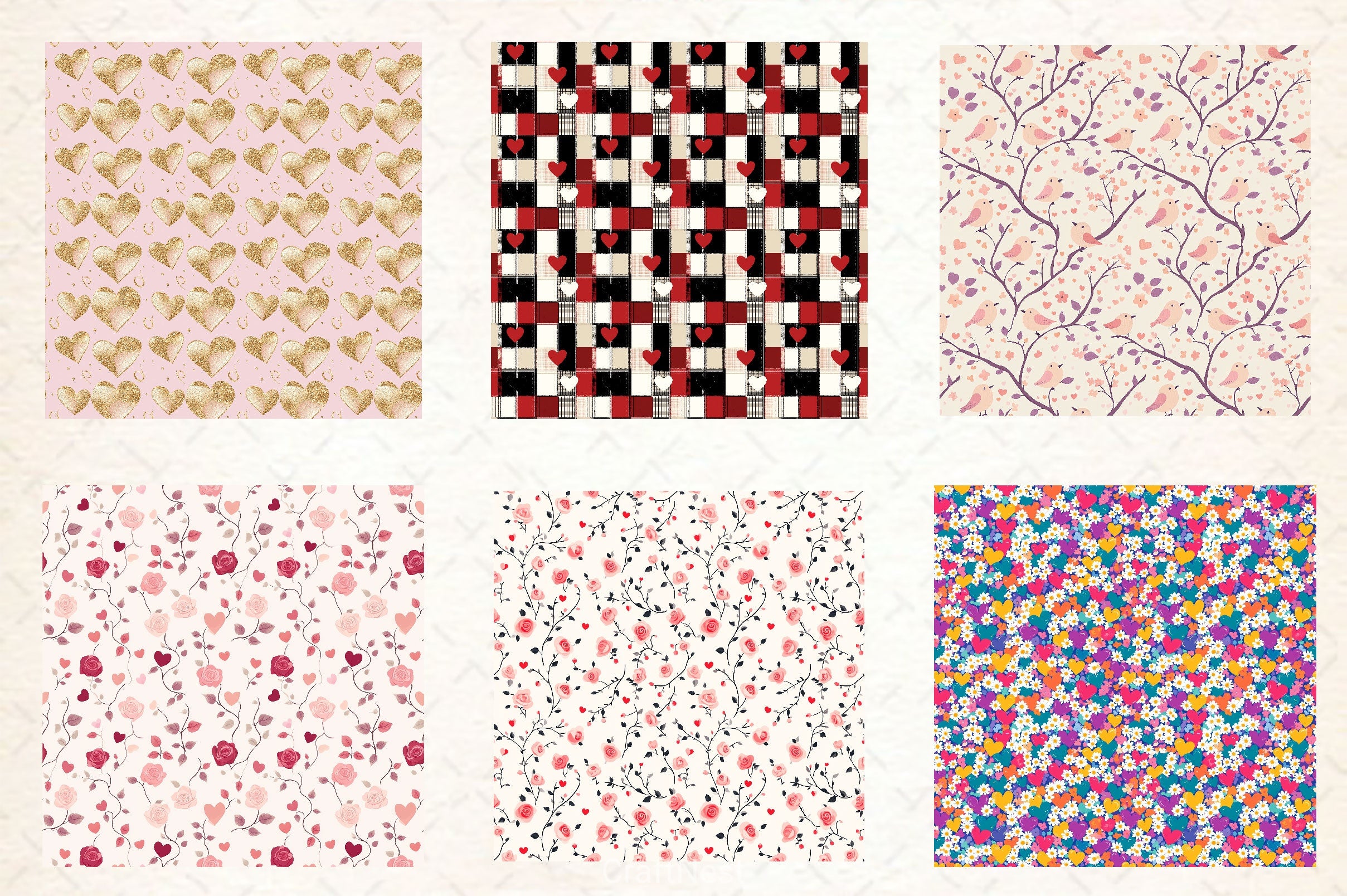 Valentine Digital Paper - CraftNest - Digital Crafting and Art