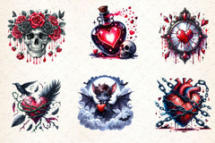 Gothic Valentine's Day Clipart Bundle 4 - CraftNest - Digital Crafting and Art