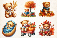 Autumn Teddy Bear Clipart Bundle 2 - CraftNest - Digital Crafting and Art