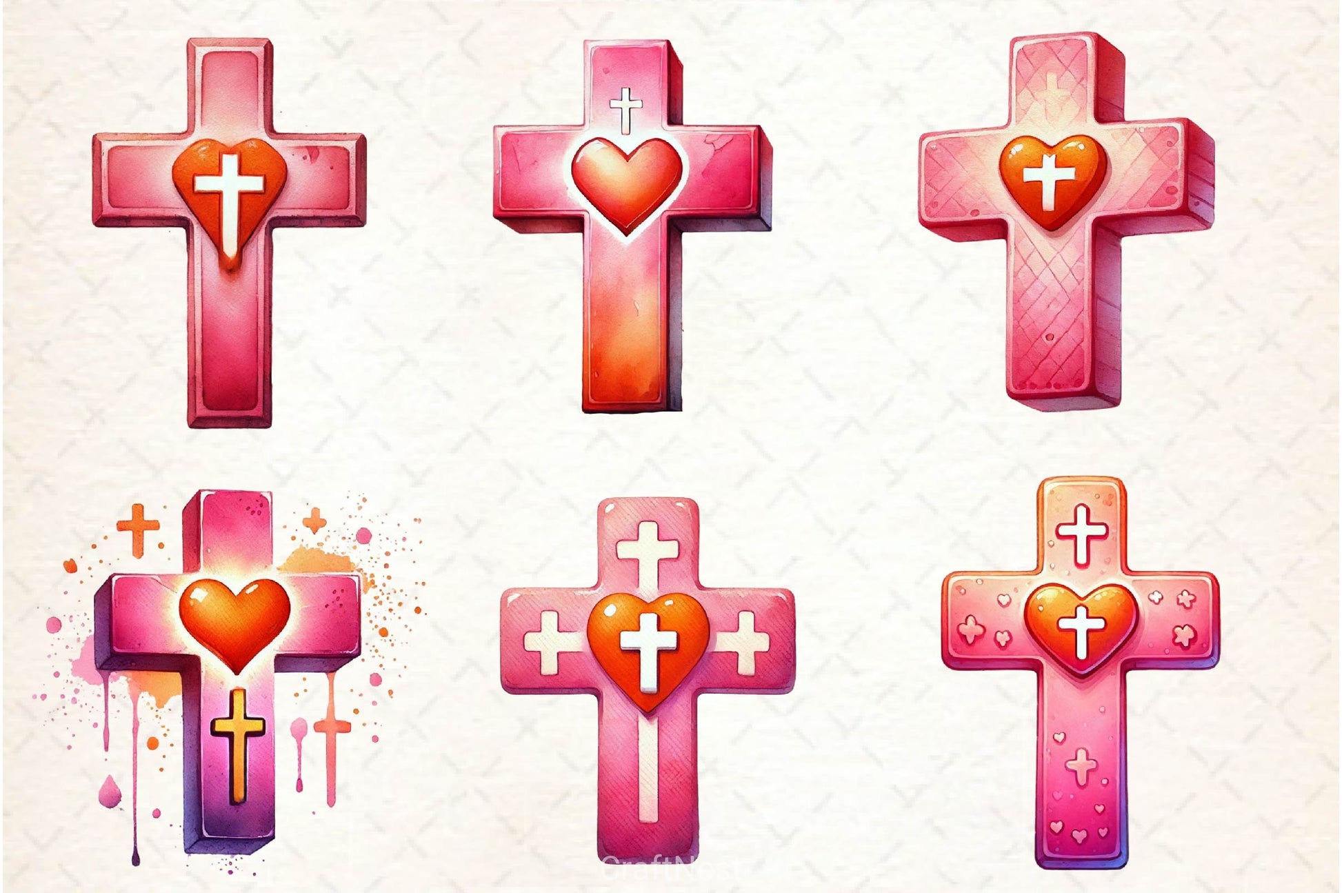 Soft Pink Crosses Clipart Bundle - CraftNest - Digital Crafting and Art