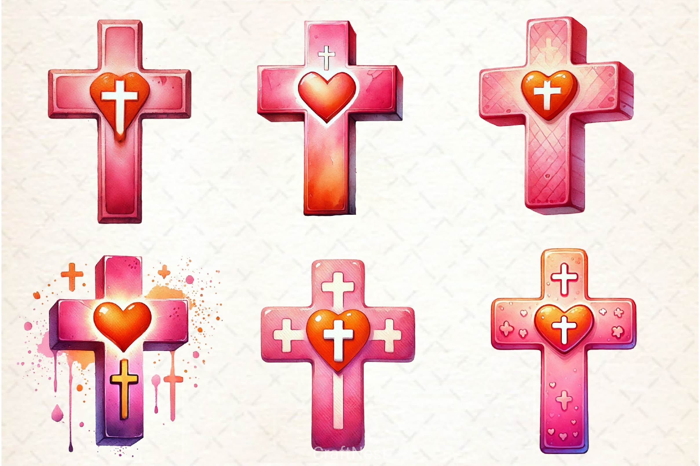 Soft Pink Crosses Clipart Bundle - CraftNest - Digital Crafting and Art