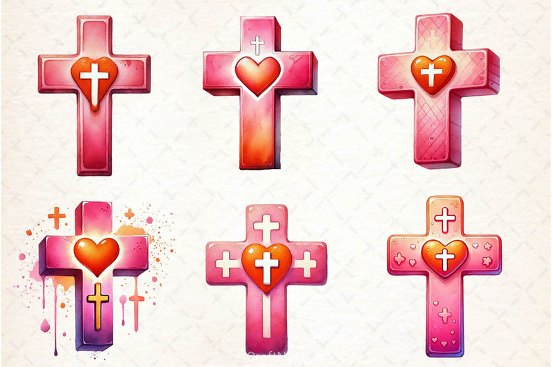 Soft Pink Crosses Clipart Bundle - CraftNest - Digital Crafting and Art