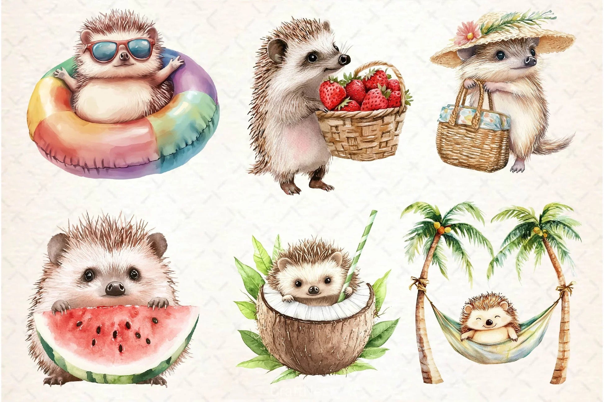 Summer Hedgehog Clipart Bundle 2 - CraftNest - Digital Crafting and Art
