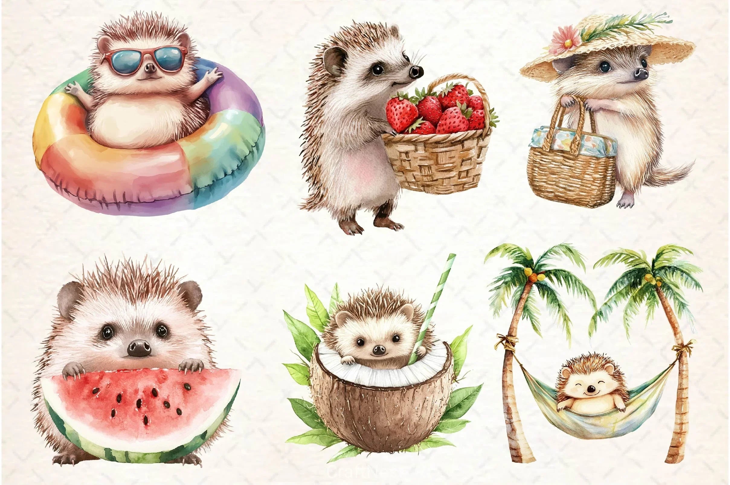 Summer Hedgehog Clipart Bundle 2 - CraftNest - Digital Crafting and Art
