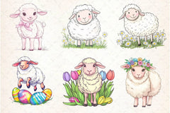 Sheep Easter Clipart Bundle - CraftNest - Digital Crafting and Art
