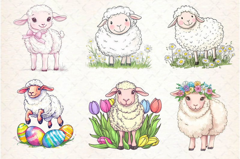 Sheep Easter Clipart Bundle - CraftNest - Digital Crafting and Art