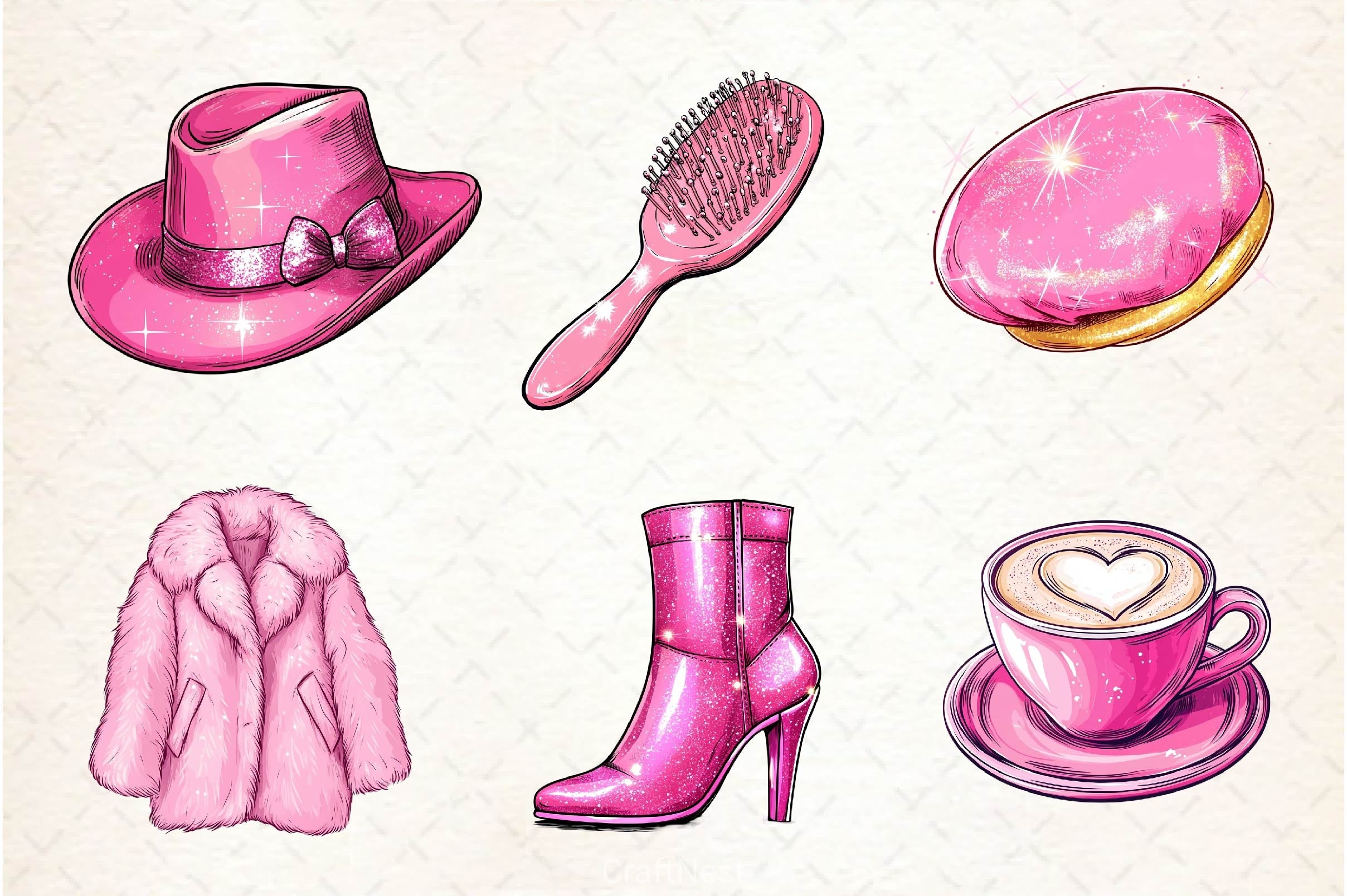 Glitter Pink Girl Clipart Bundle 2 - CraftNest - Digital Crafting and Art