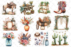 Western Boho Wedding Clipart Bundle 3 - CraftNest - Digital Crafting and Art