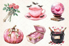 Pink Halloween Witch Wedding Clipart Bundle - CraftNest - Digital Crafting and Art