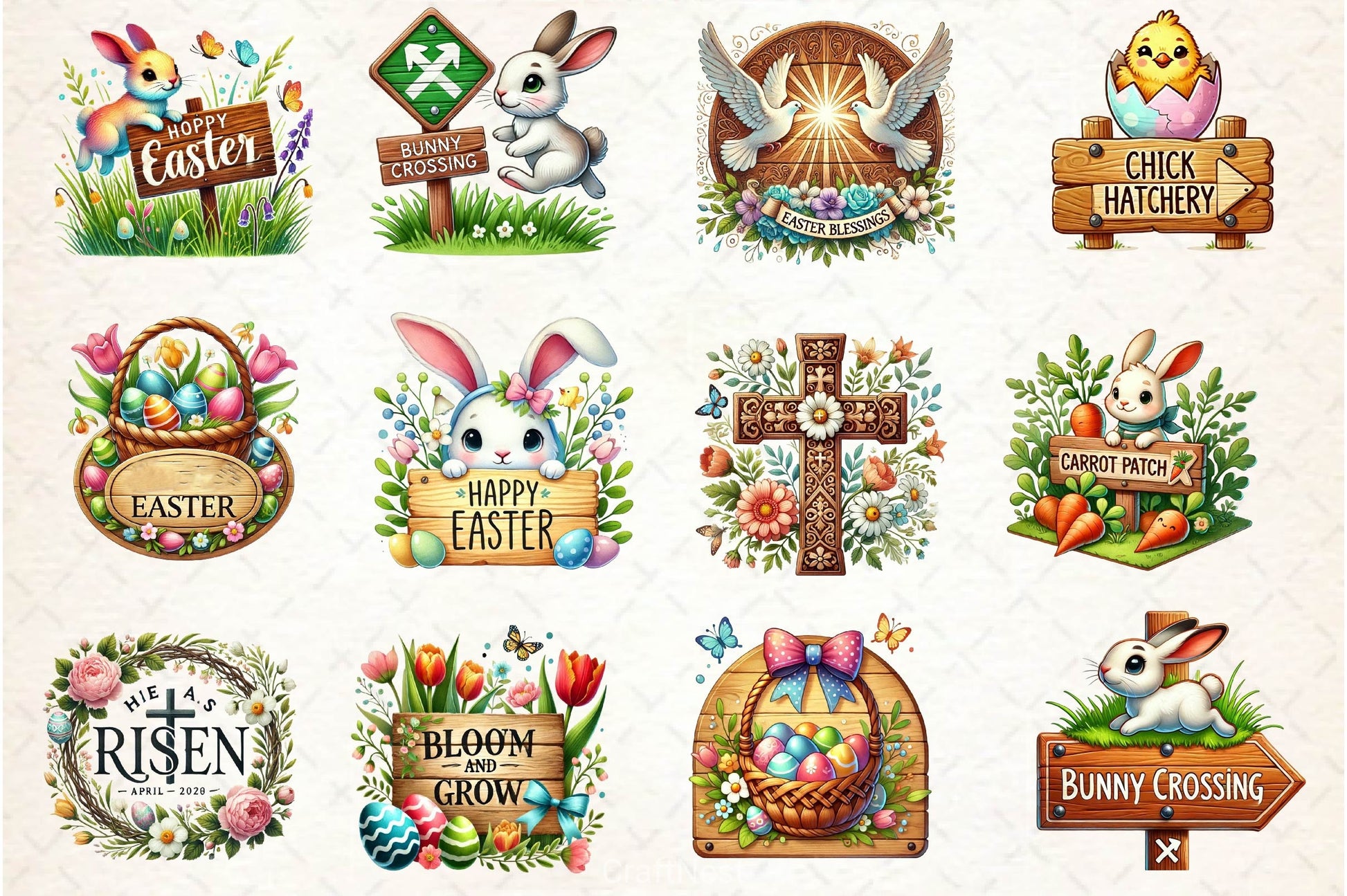Easter Wooden Sign Clipart Bundle 2 - CraftNest - Digital Crafting and Art
