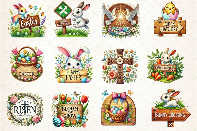 Easter Wooden Sign Clipart Bundle 2 - CraftNest - Digital Crafting and Art