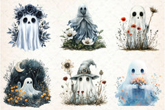 Halloween Floral Ghost Clipart Bundle 3 - CraftNest - Digital Crafting and Art
