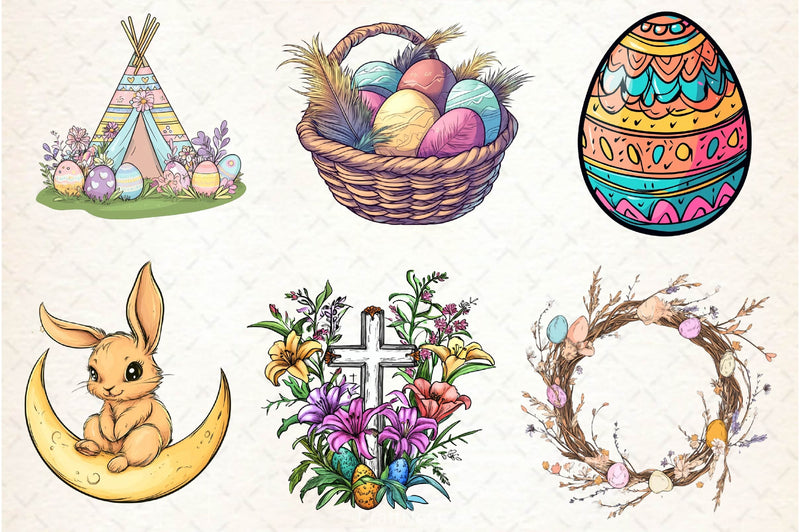 Boho Easter Clipart Bundle  8 - CraftNest - Digital Crafting and Art
