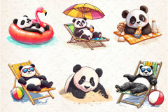 Funny Sunbathing Panda Clipart Bundle 2 - CraftNest - Digital Crafting and Art