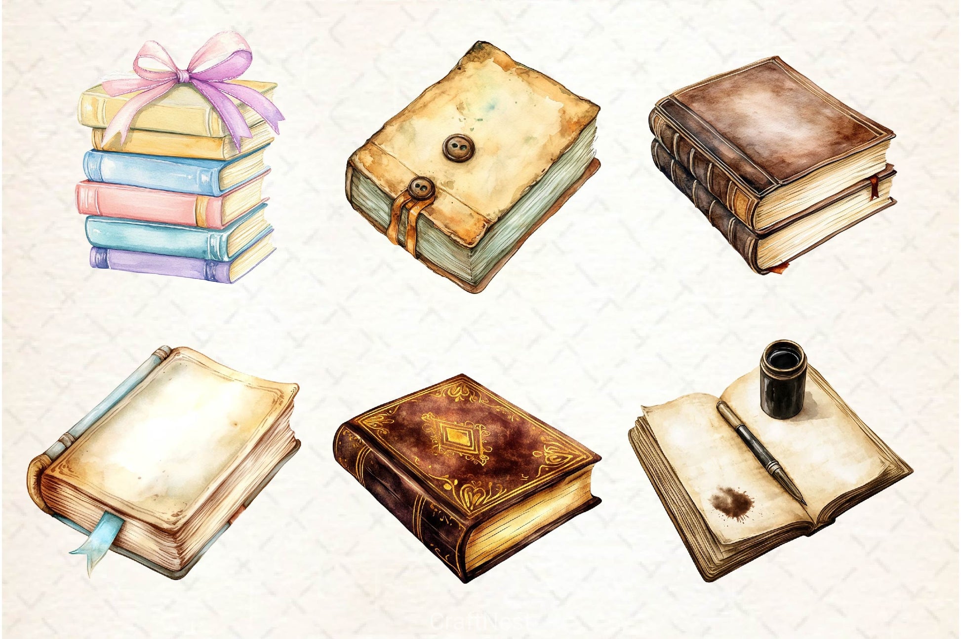Vintage Books Clipart Bundle - CraftNest - Digital Crafting and Art
